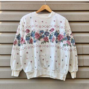 Vintage 90's Morning Sun Flower Pattern All Over Print Womens Pullover Sweatshir